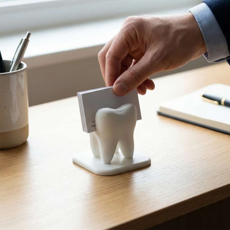 حامل بطاقات عمل على شكل سن مطب - مراجعة 3D Printing Dental وسعره